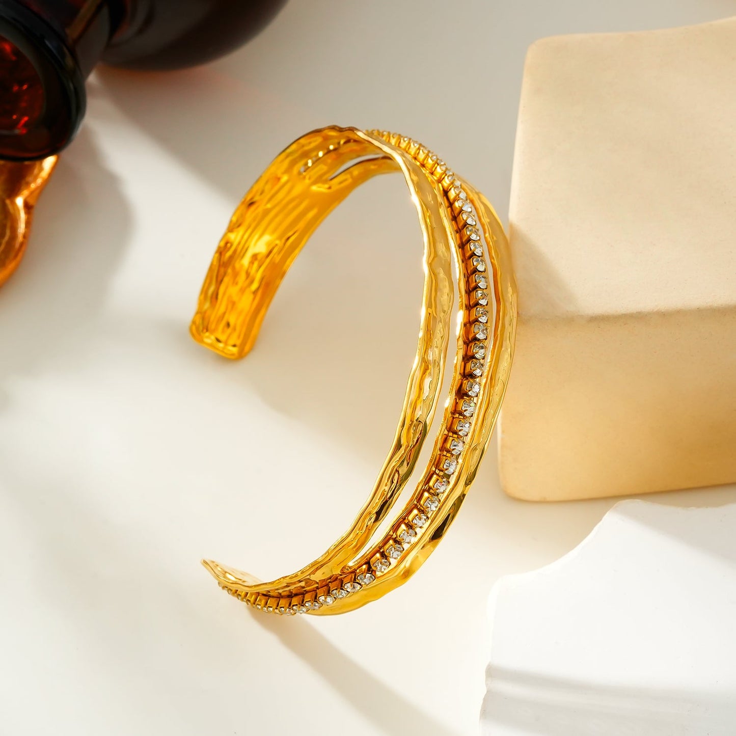 Triple Stacked Textured Bracelet - Stacked for Glamour.