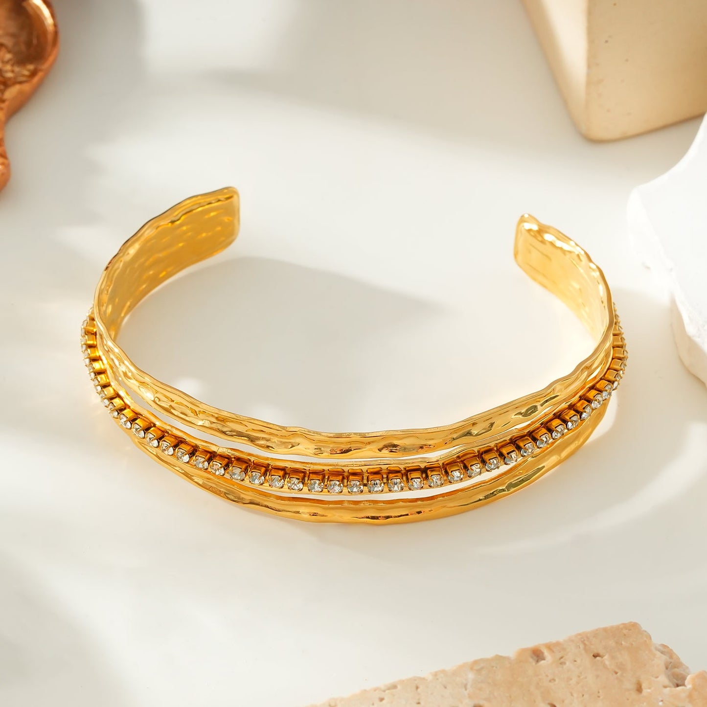Triple Stacked Textured Bracelet - Stacked for Glamour.