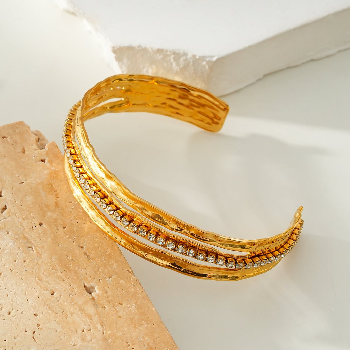 Triple Stacked Textured Bracelet - Stacked for Glamour.