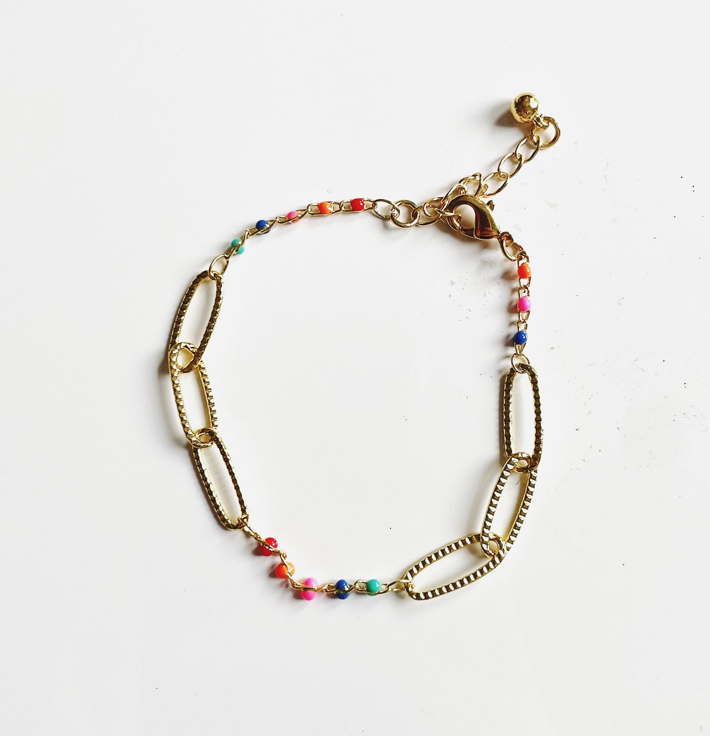 Gold Plate Chainlink Bracelet with Enamel