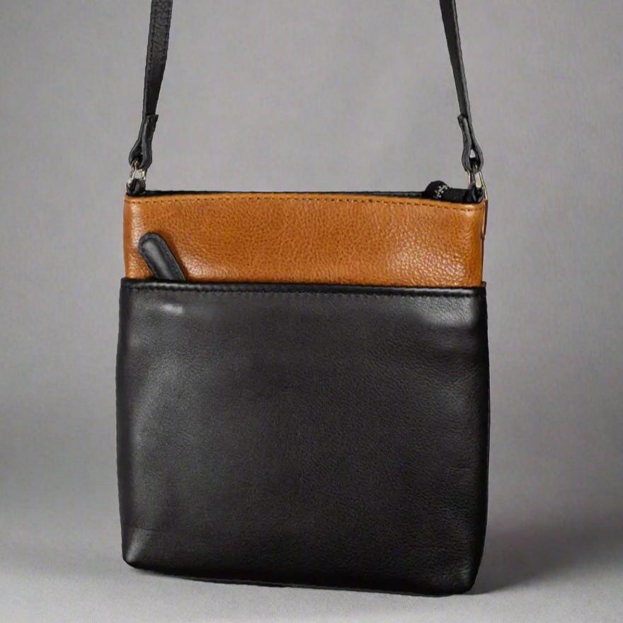 MET Women's Leather 3 Pocket Crossbody Bag