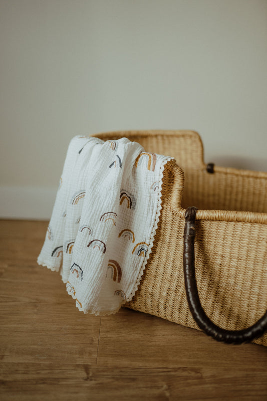 Organic Cotton Muslin Swaddle –  Rainbow | ba.be.O Canada
