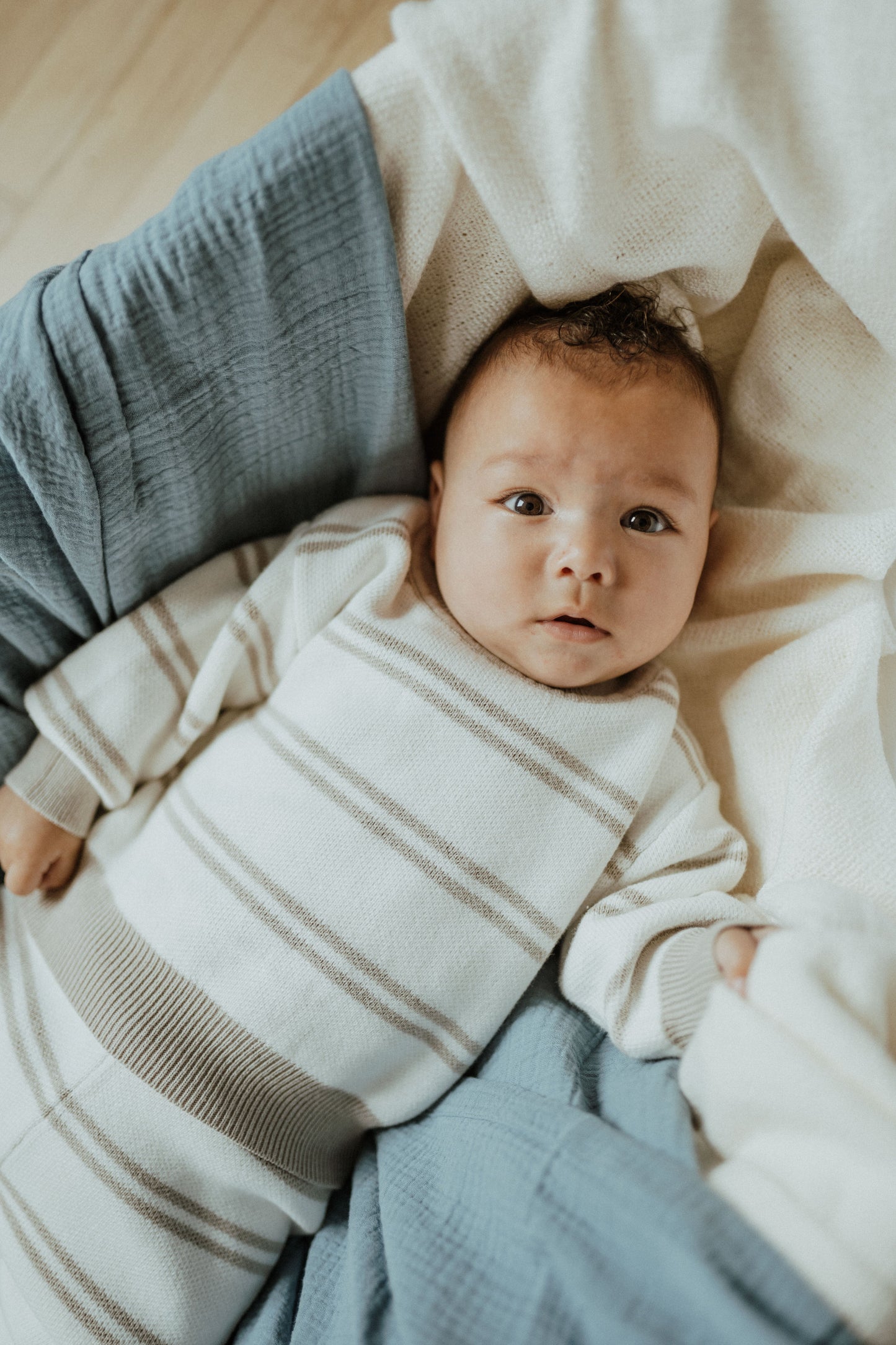 Organic Cotton Muslin Swaddle – Blue Sky | ba.be.O Canada