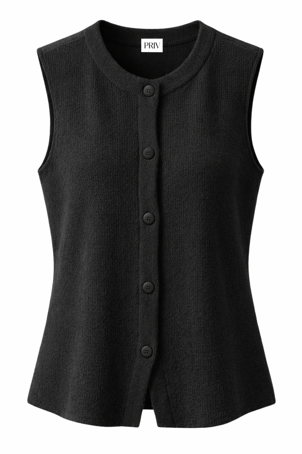 Bezla - Button Front Sleeveless Knit Vest Top