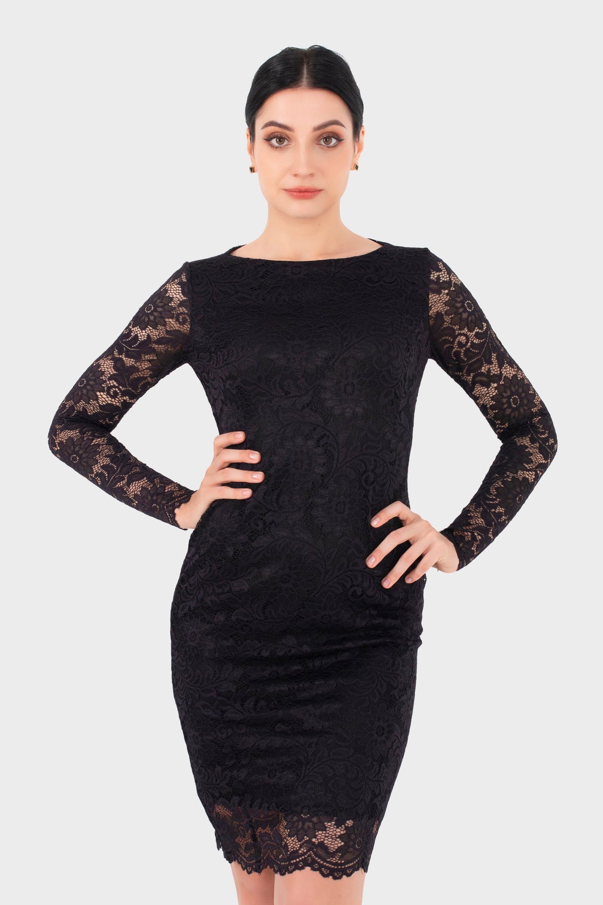 Black pencil lace dress