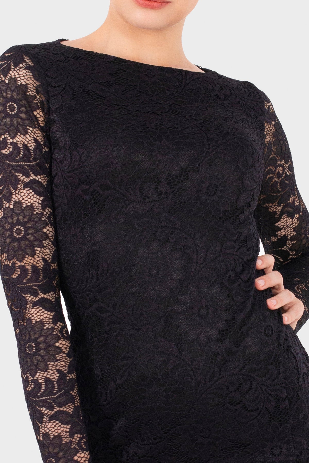 Black pencil lace dress