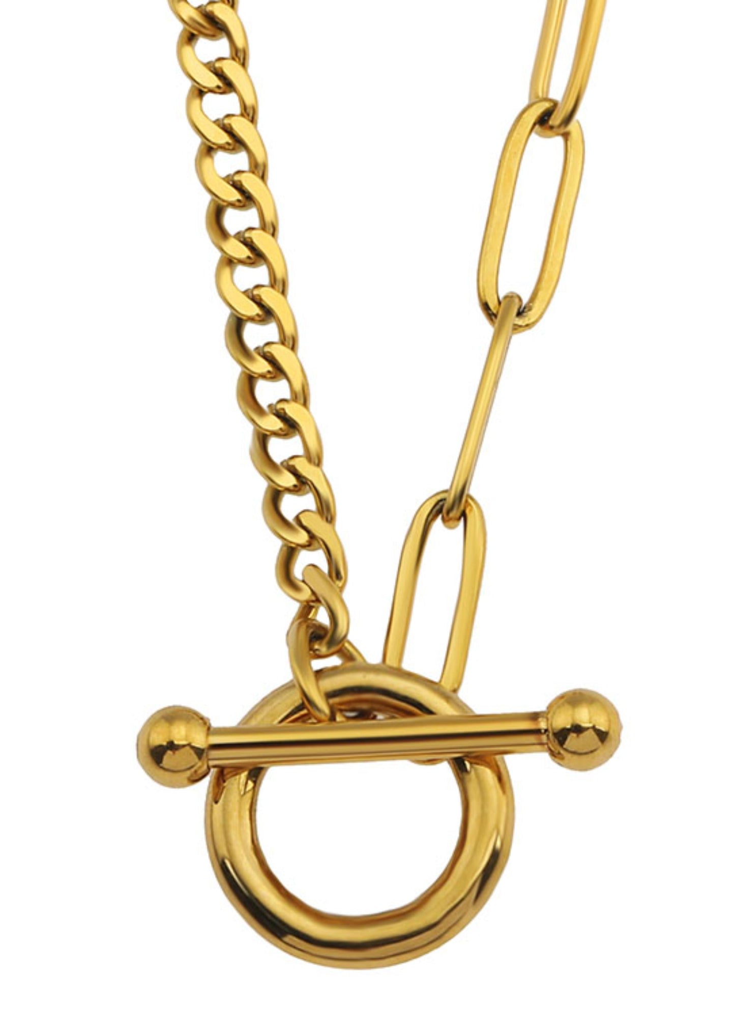 CHARLOTTE: Mix Chain T-Bar Gold Necklace