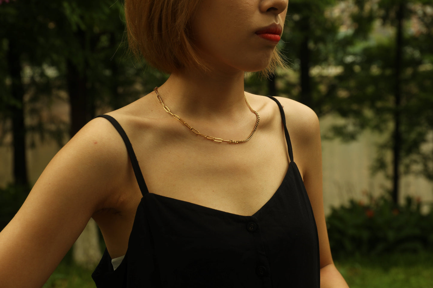 CHARLOTTE: Mix Chain T-Bar Gold Necklace