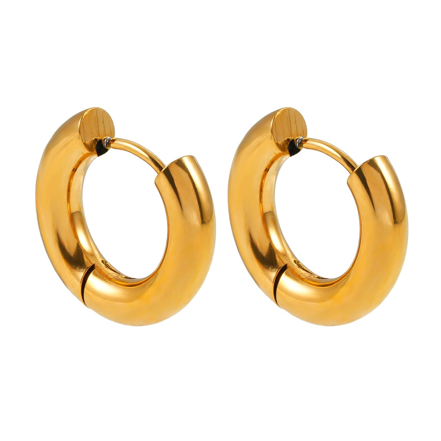 CHOLULA Gold: Mid Width Smooth Surface Tube Hoop Earrings