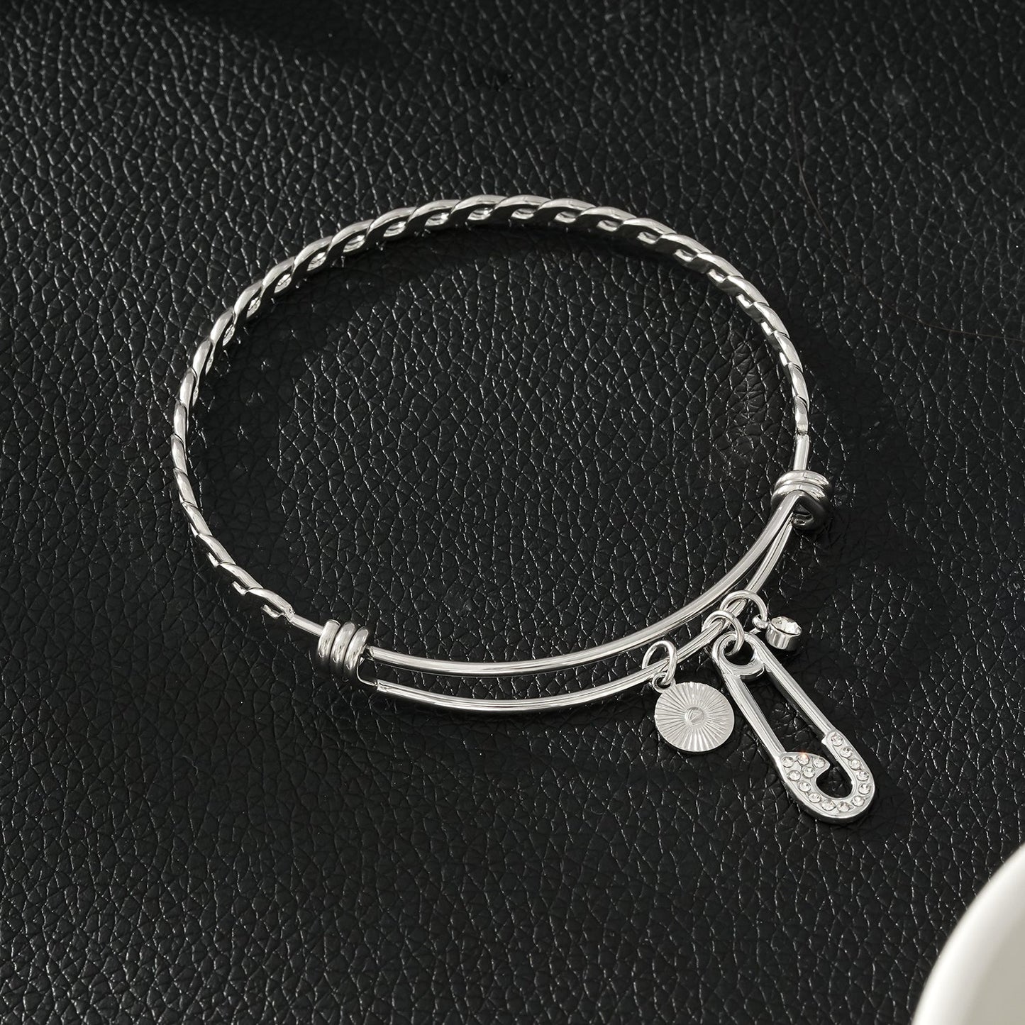 CHRISTINA: Charms Adorned White Gold (Silver Toned) Bracelet