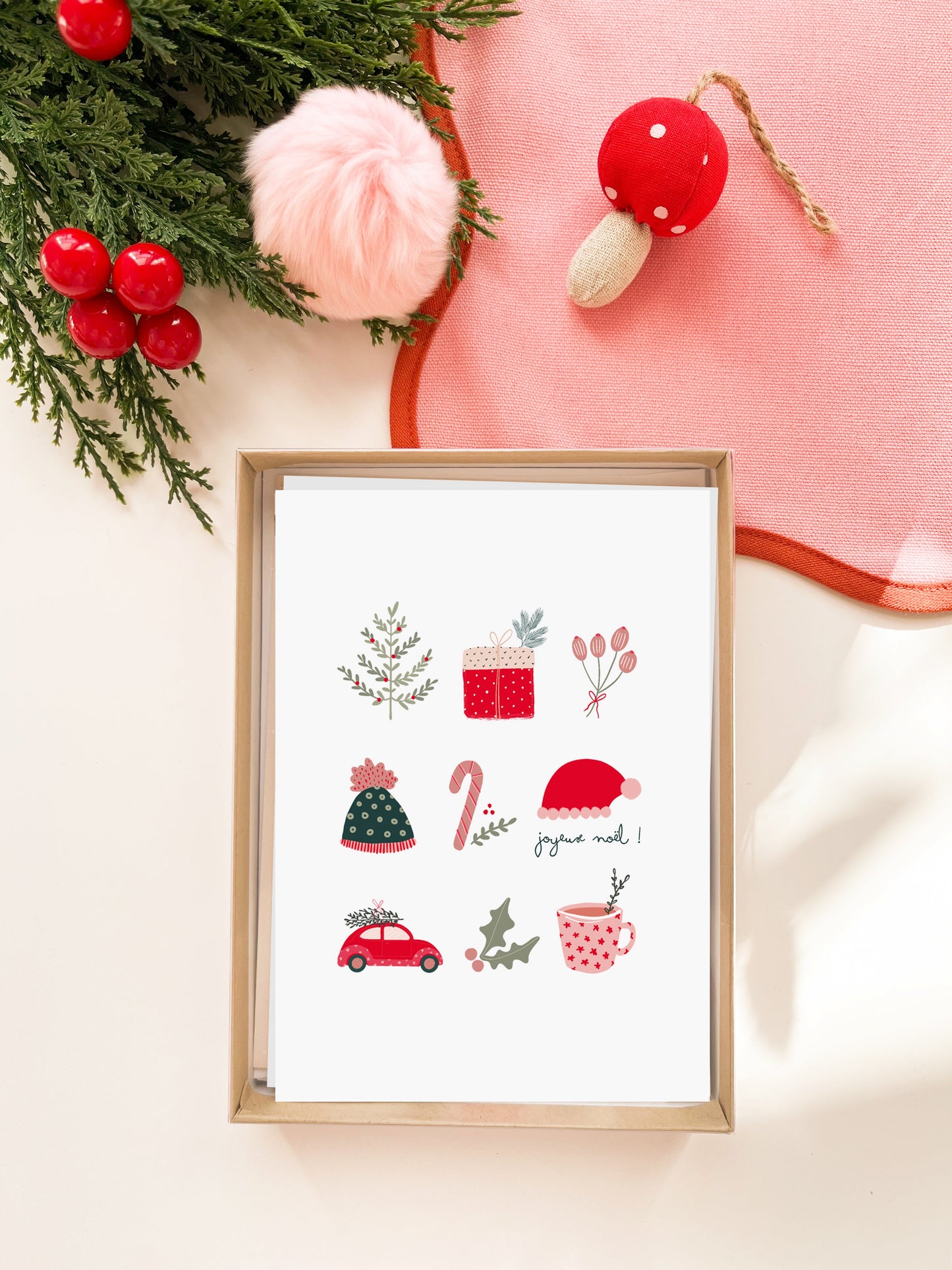 Coffret de 6 cartes de Noël pliées - Icônes