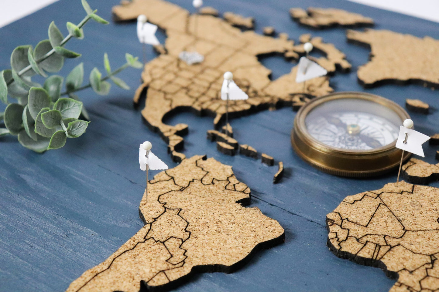 Cork & Wood 3D World Pin Map | 24 x 14