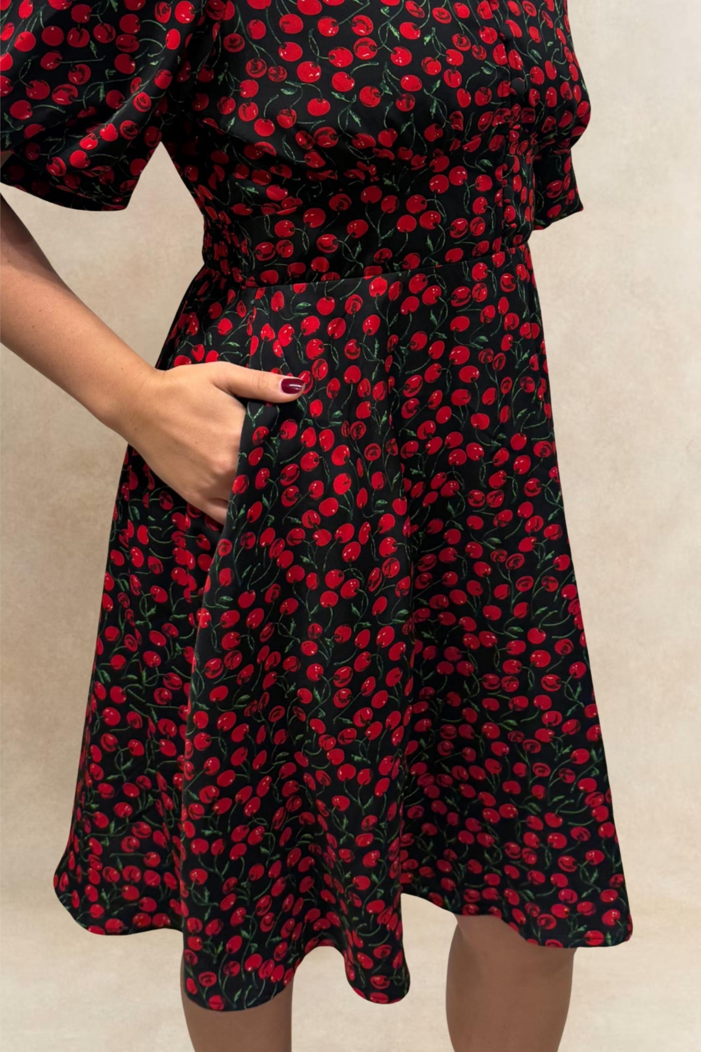 Cindy Black Cherry Fit and Flare Dress