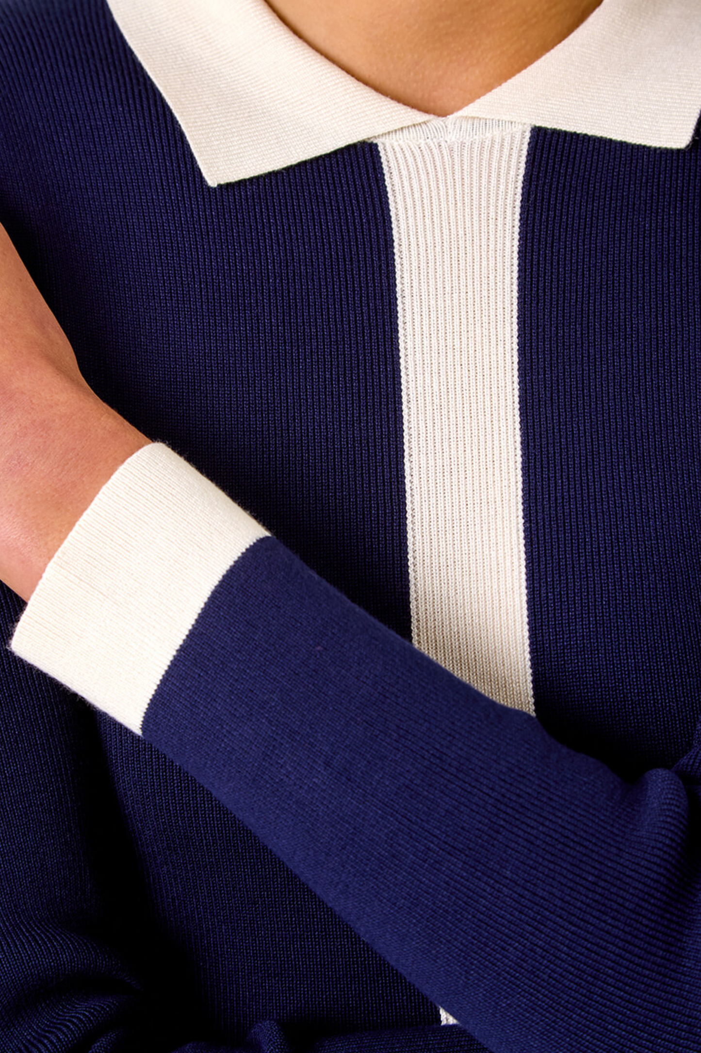 Clarissa Knit Women's Dress Contrast Trim Long Sleeves