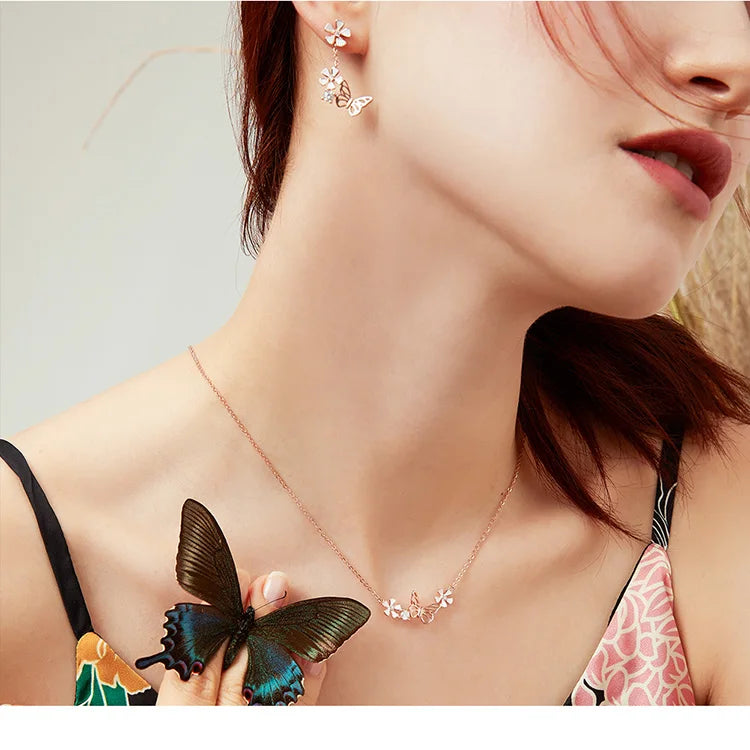 Delicate Beauty: Butterfly and Flower Choker Necklace