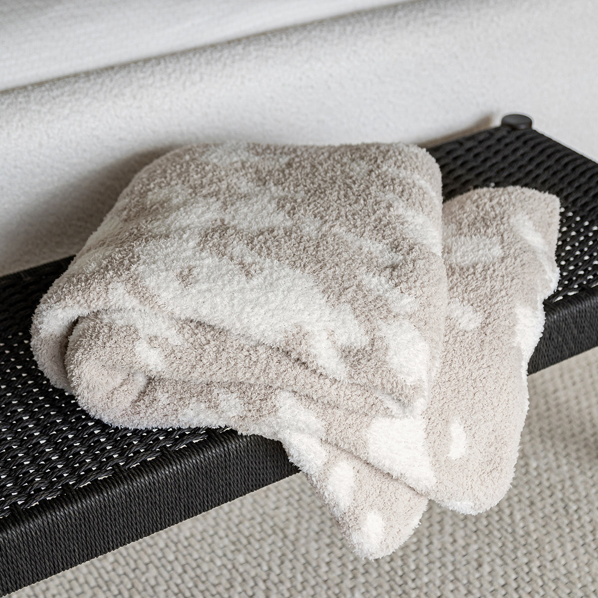 Blushing Beige & White Cow Print Extended Throw