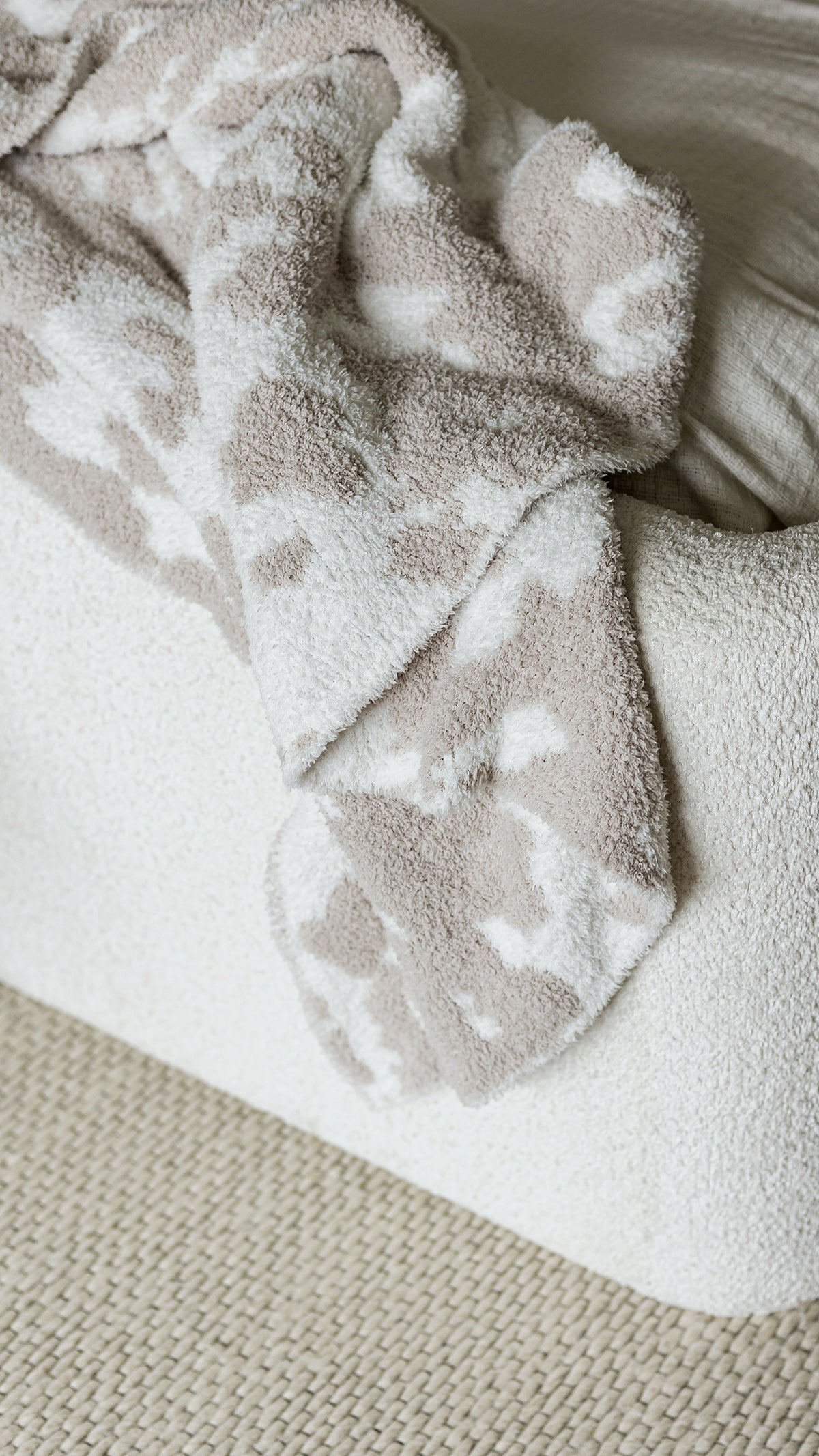 Blushing Beige & White Cow Print Extended Throw