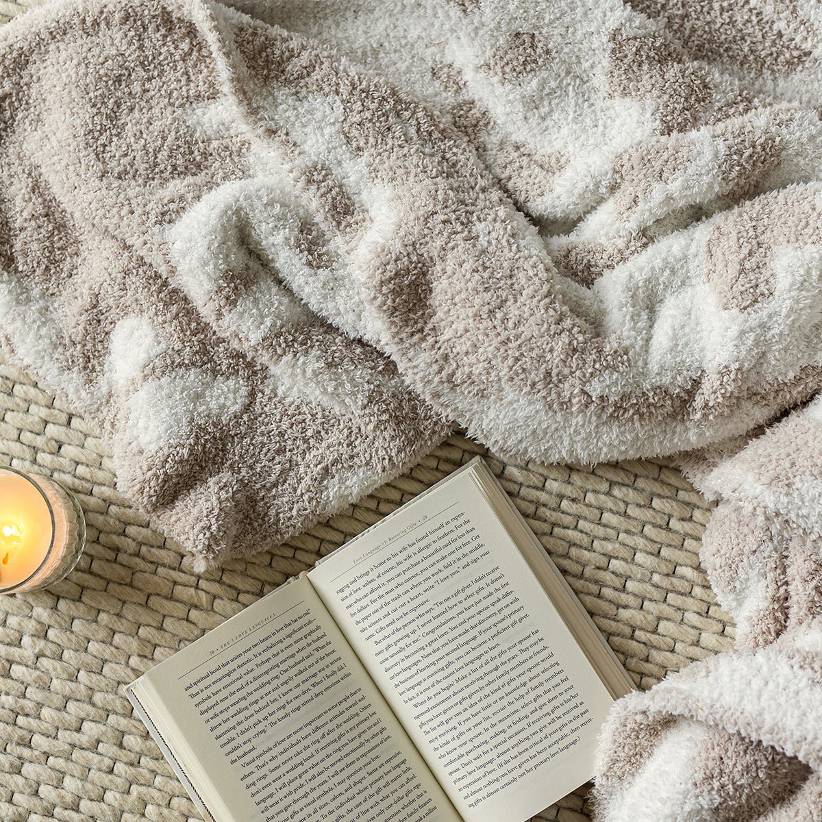 Blushing Beige & White Cow Print Extended Throw