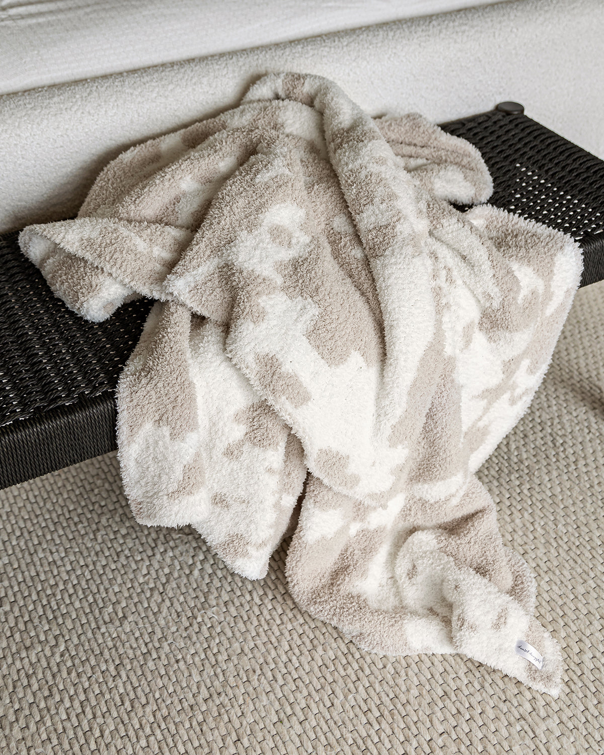 Blushing Beige & White Cow Print Extended Throw