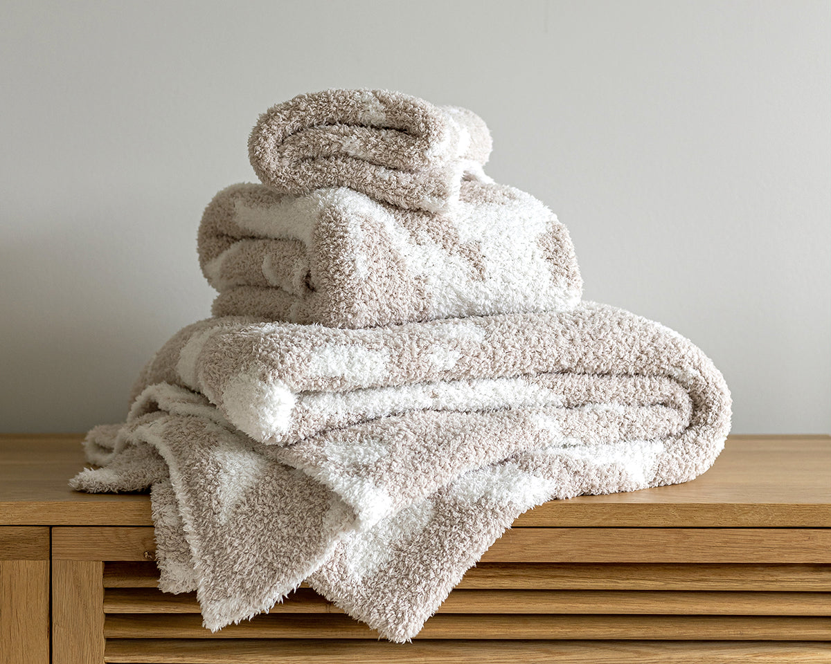 Blushing Beige & White Cow Print Extended Throw