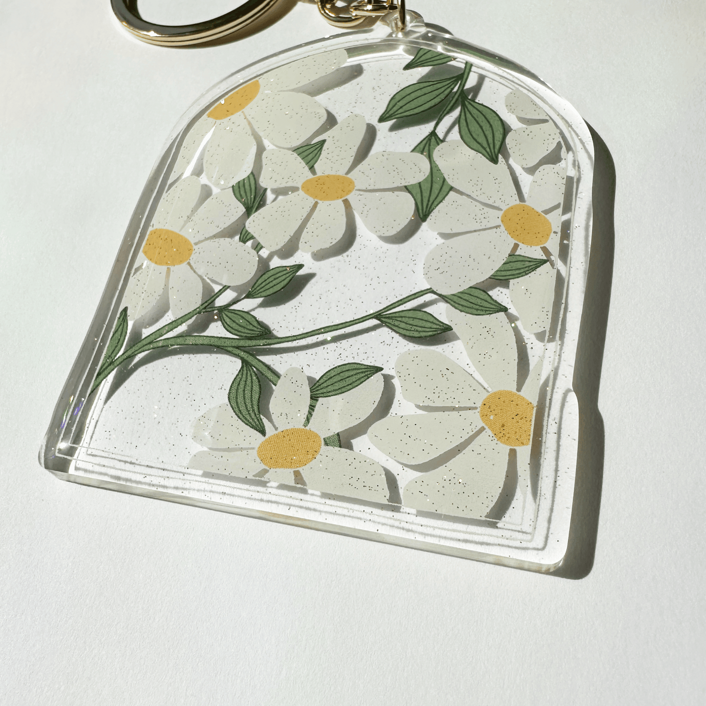 Daisy Acrylic Glitter Key Chain
