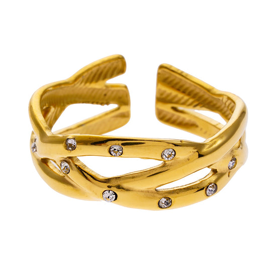 DARI: Intertwined Stacked Ring with Mini Zirconia Highlights