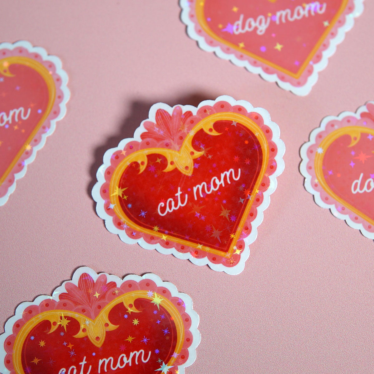Purrfect Cat Mom Heart Sticker
