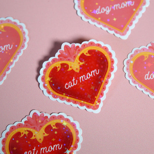 Purrfect Cat Mom Heart Sticker