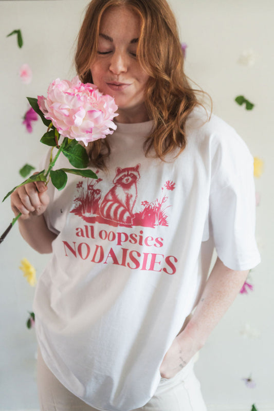 Raccoon All Oopsies No Daisies White Shirt