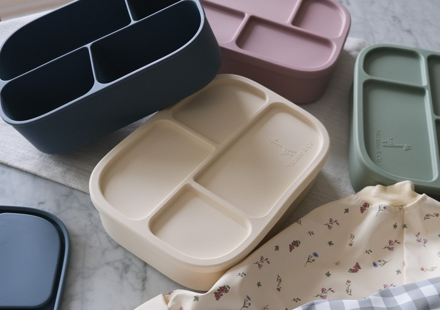 Boîte à lunch bento en silicone | 4 compartiments