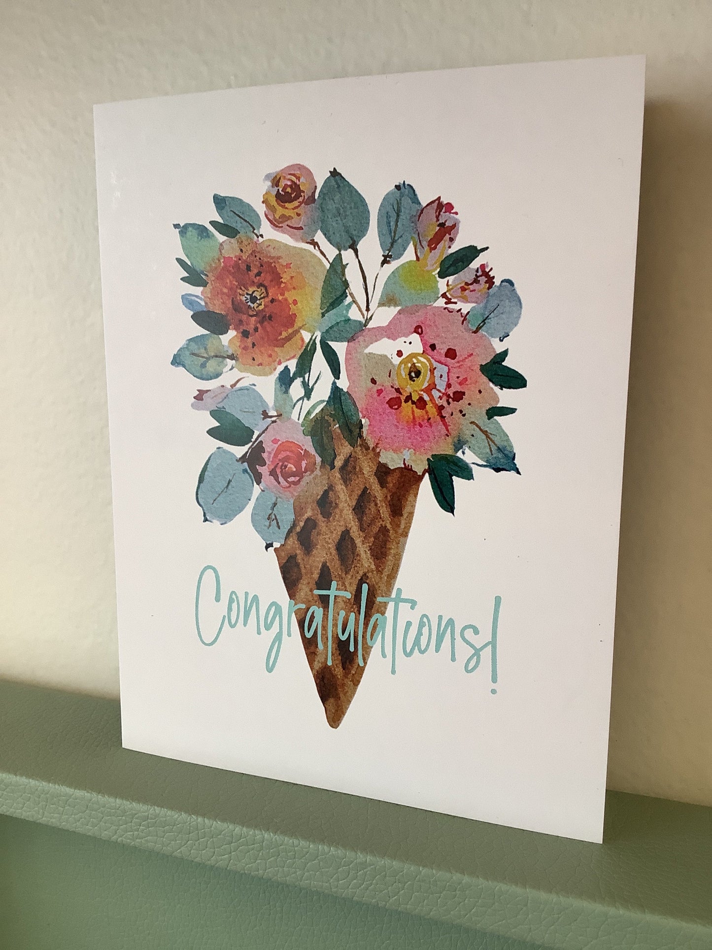 Congratulations Flower Cone Printed Card