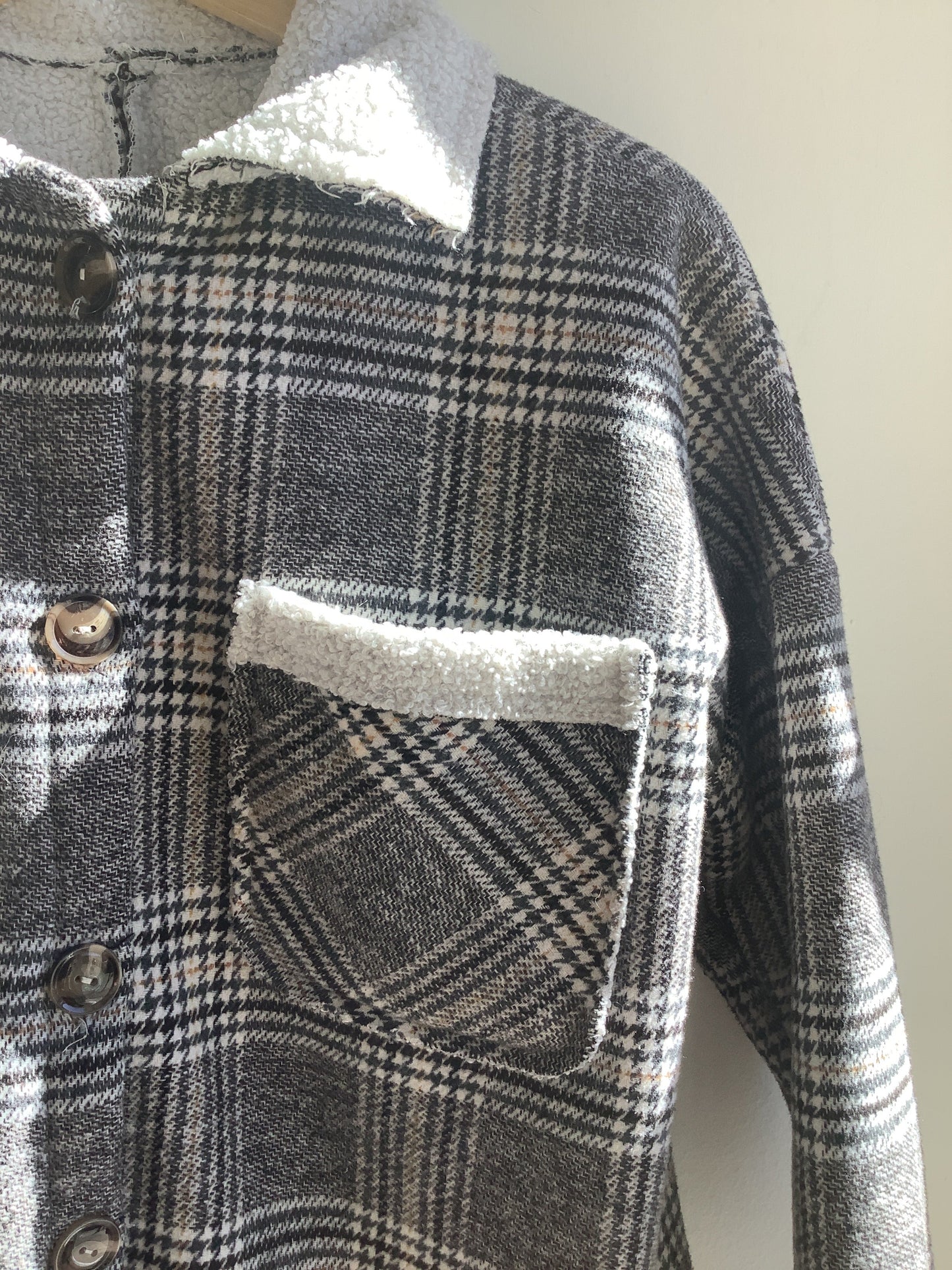 Vintage Plaid Sherpa-Lined Shacket