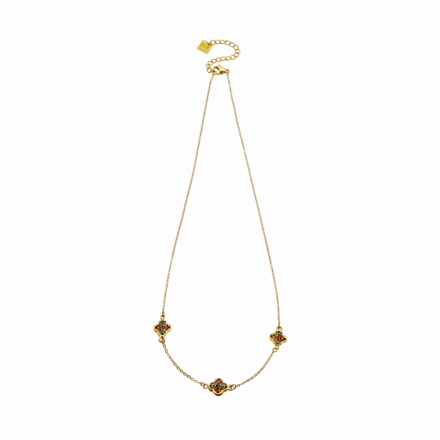 ELLIS Coloured Zirconia Charms Gold Necklace