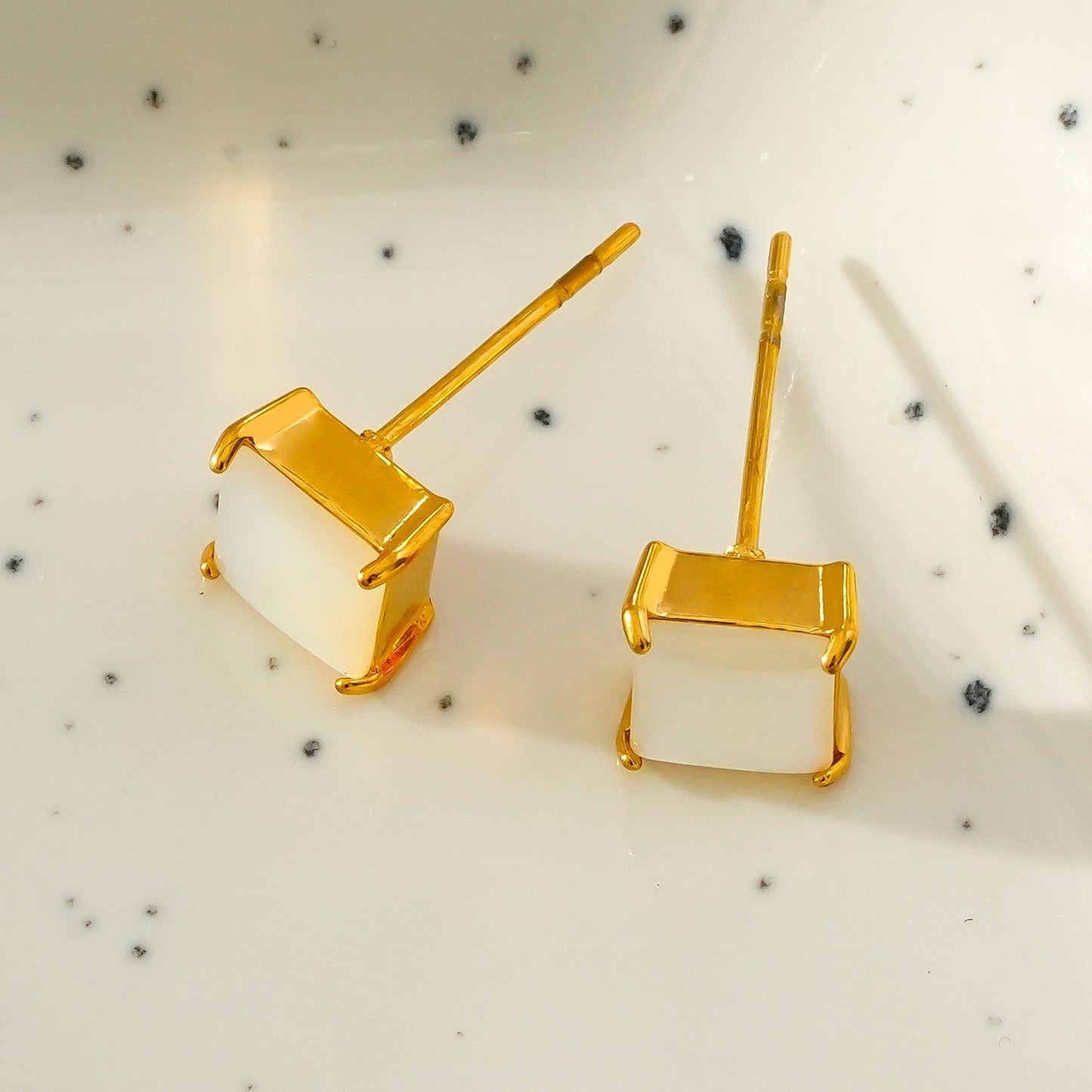 ERITH: Gold Rimmed Natural Shell Earrings