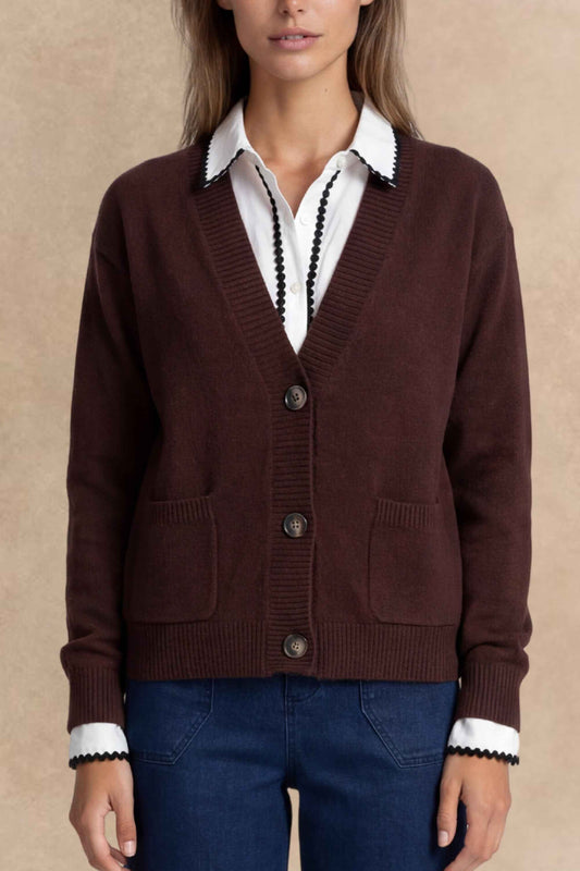 Éliane Button V-Neck Knit Cardigan