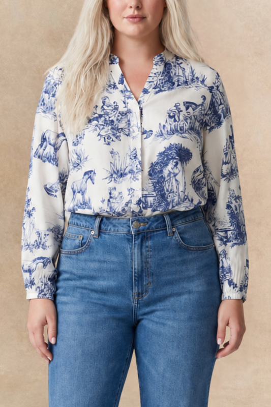 PRE-SALE | Ella Shirt Button Front Toile de Jouy