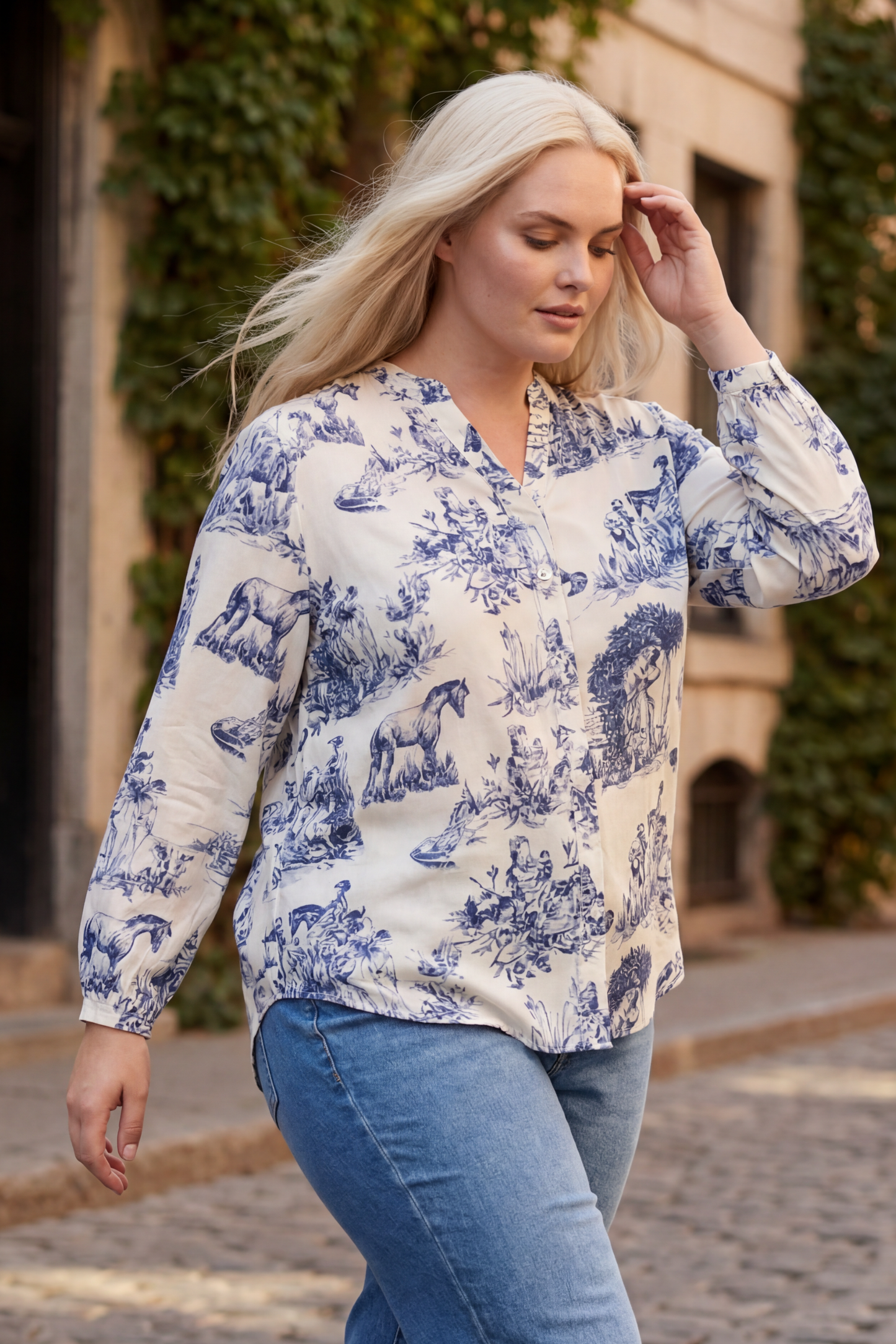 PRE-SALE | Ella Shirt Button Front Toile de Jouy