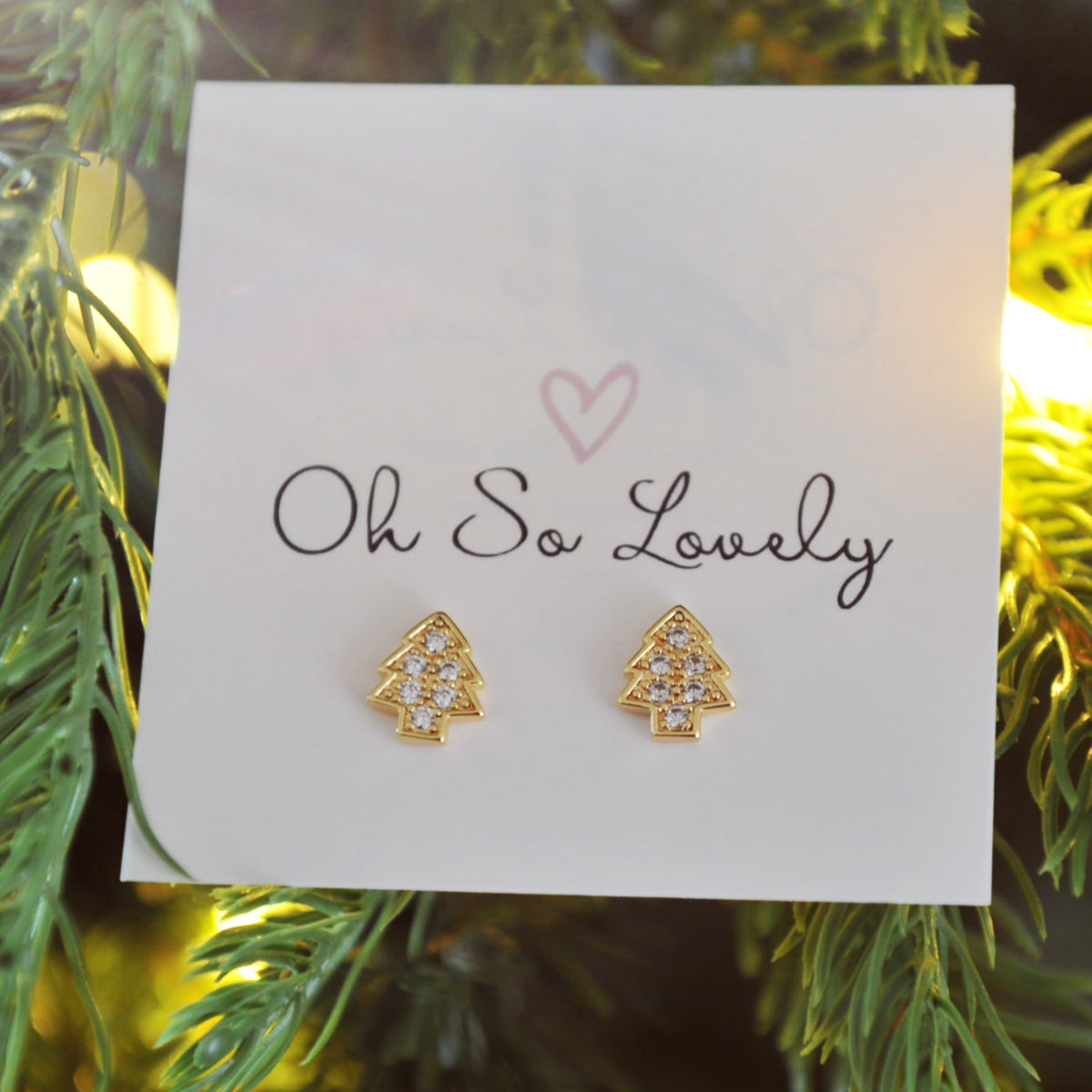 Sparkly gold Christmas tree studs