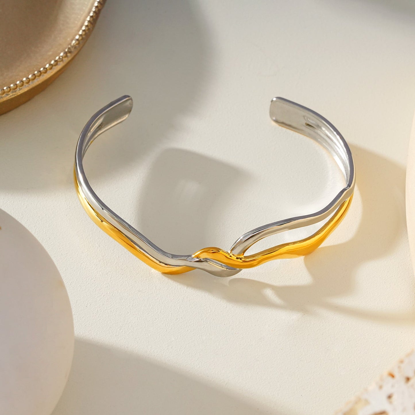 Mixed Metals Abstract Geometric-Chic Bracelet