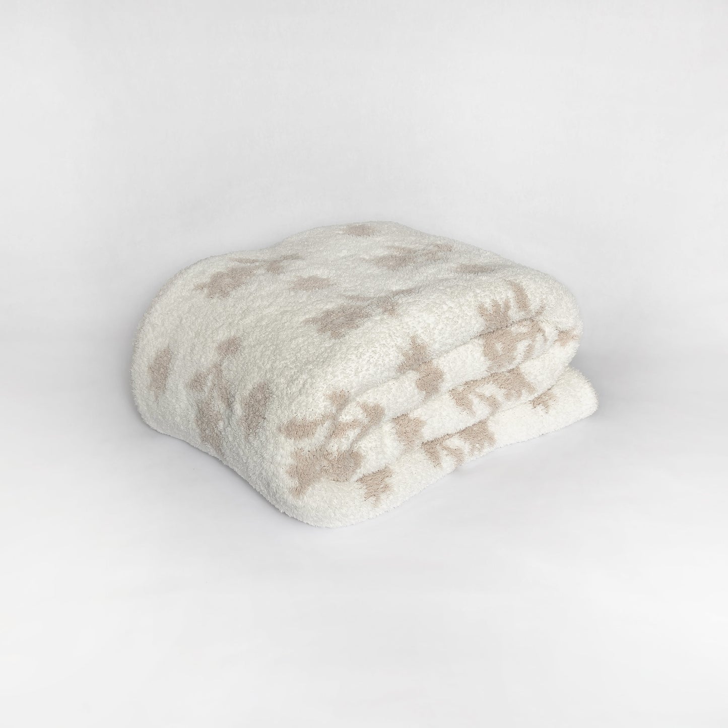 Flower Print Blushing Beige and White Extended Throw