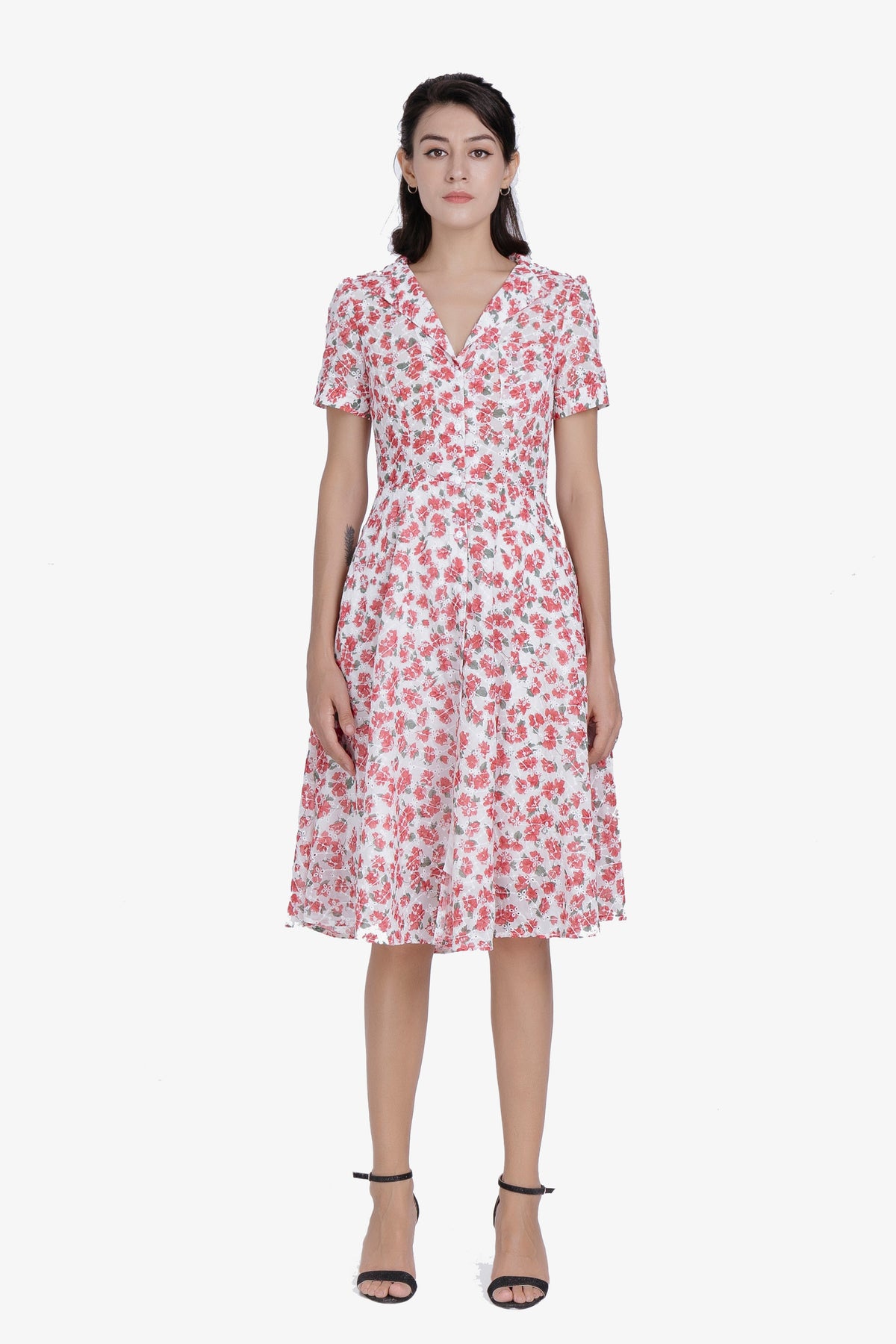 Rosalie Floral Fit-and-Flare Shirt Dress