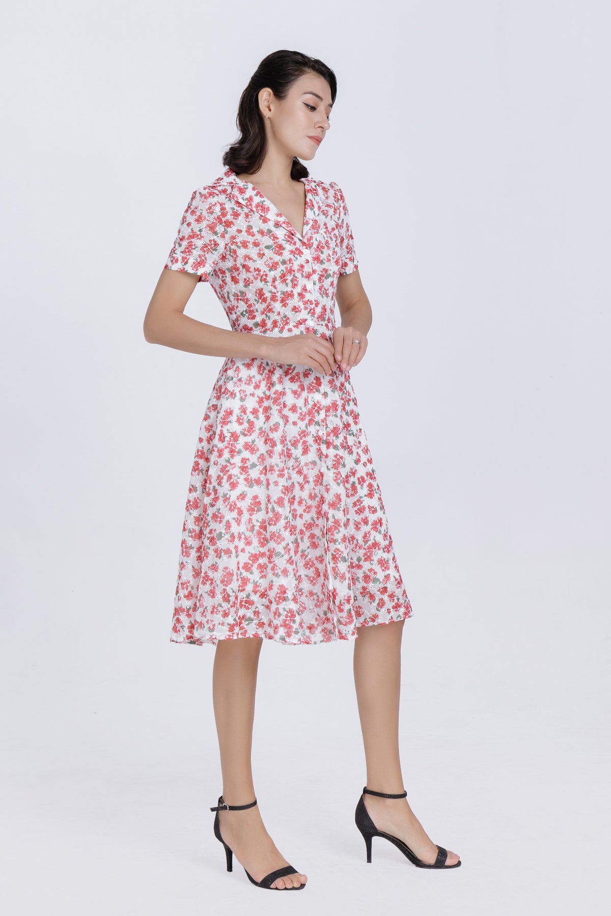 Rosalie Floral Fit-and-Flare Shirt Dress
