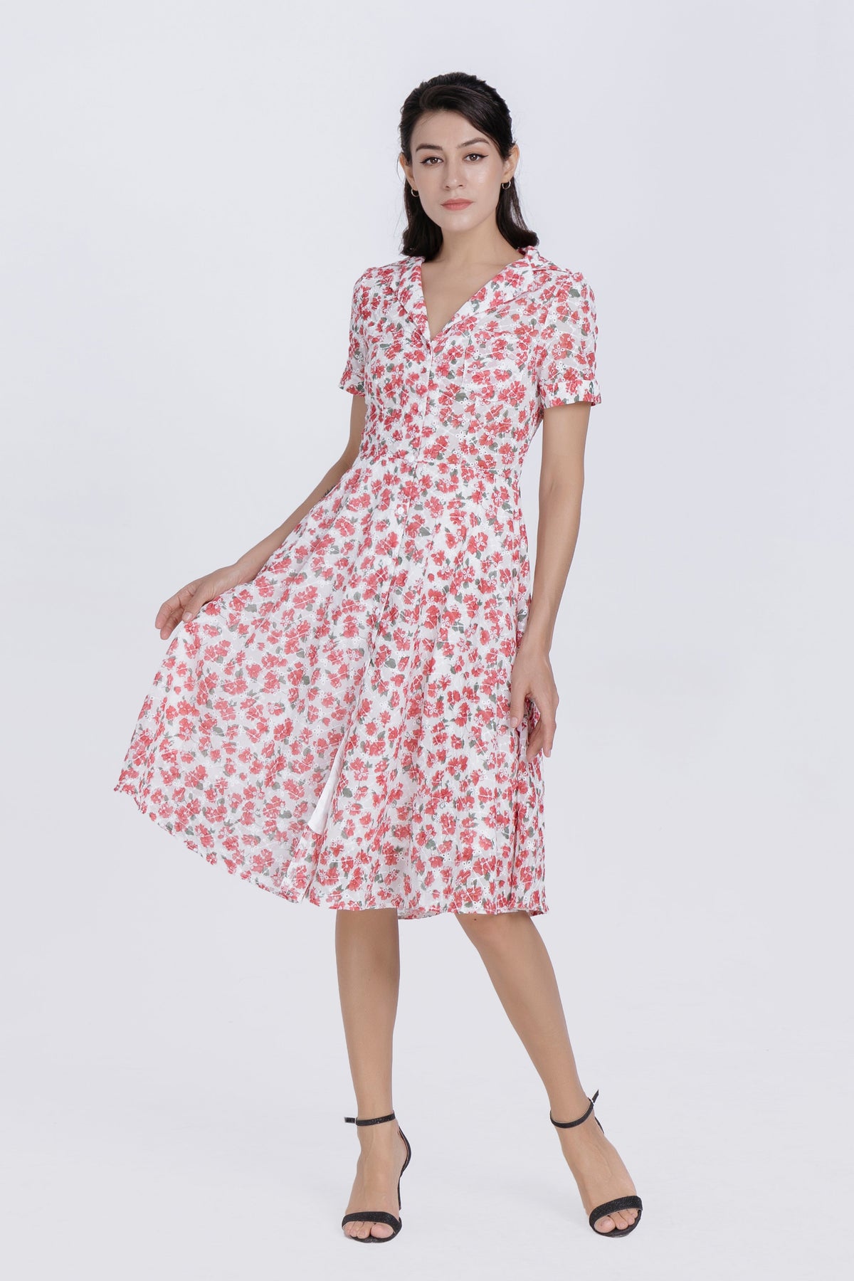 Rosalie Floral Fit-and-Flare Shirt Dress