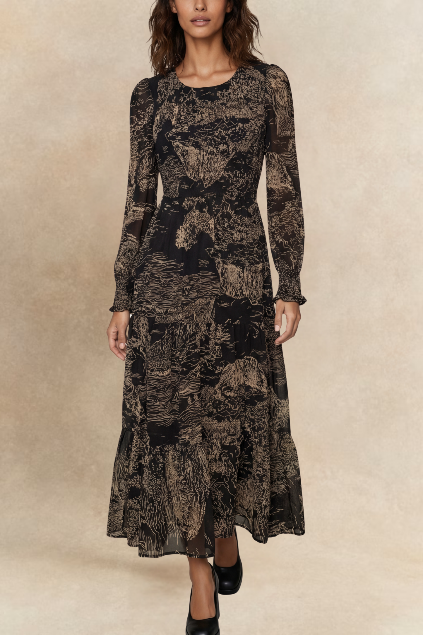 Francesca Black Smocked Dress