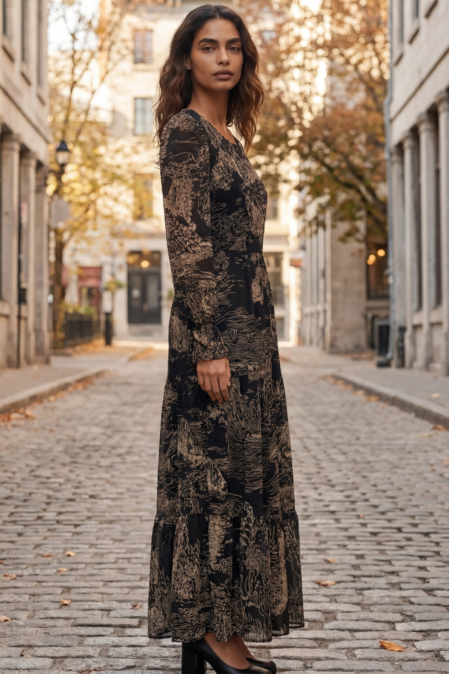 Francesca Black Smocked Dress