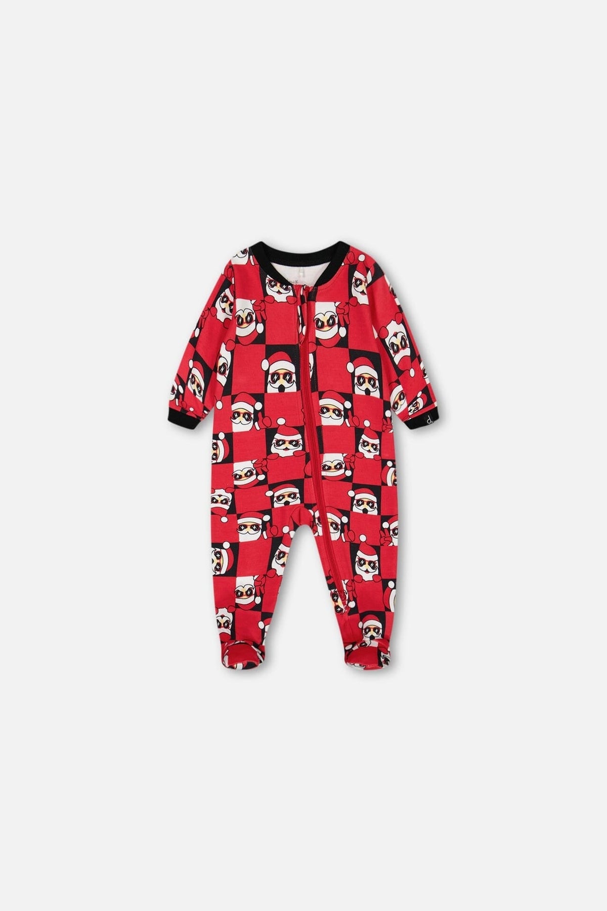 Organic Cotton One Piece Pajama Red Printed Santa