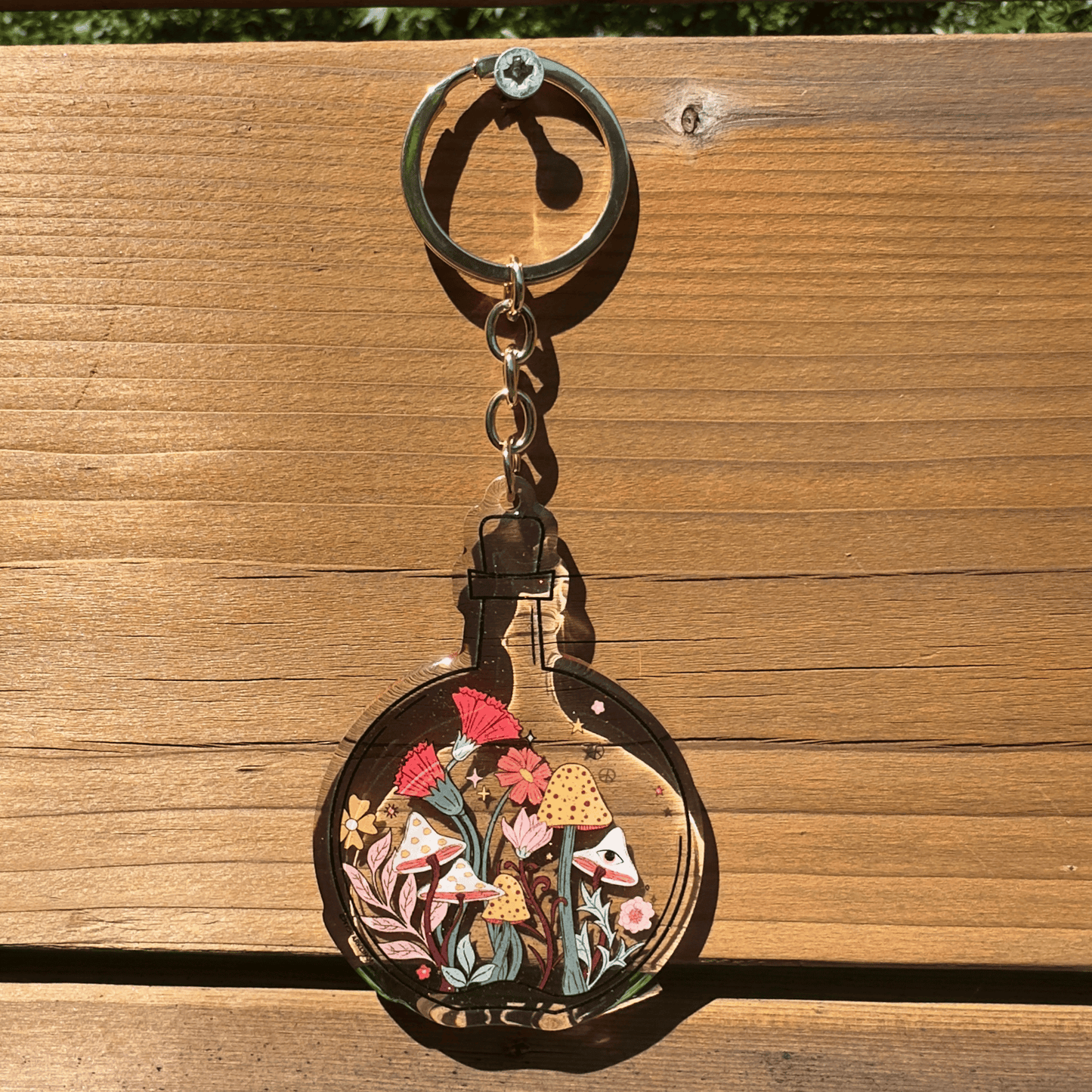 Groovy Garden Acrylic Glitter Key Chain