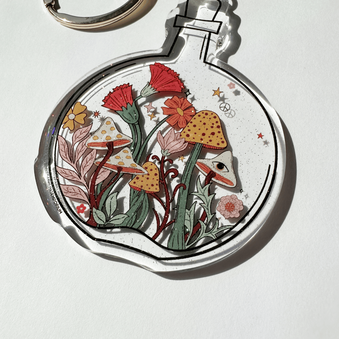Groovy Garden Acrylic Glitter Key Chain