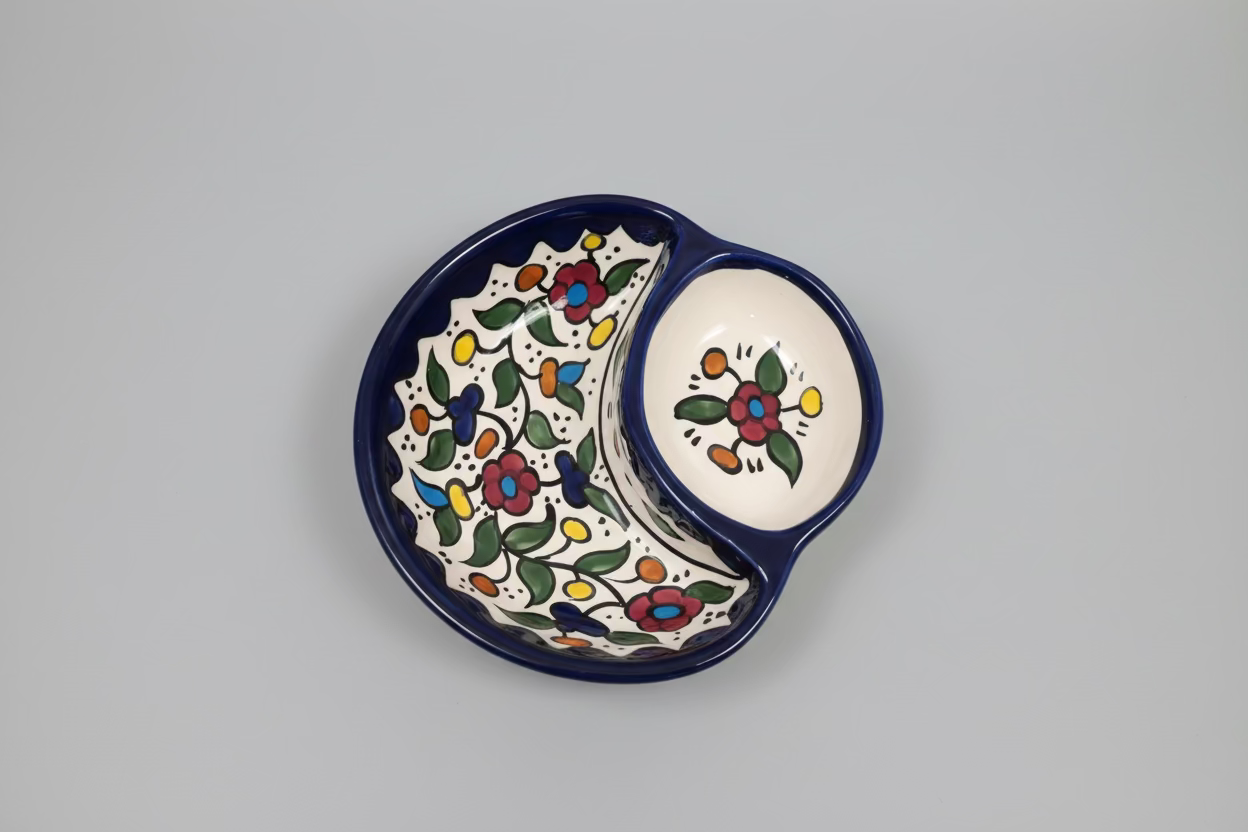 Handcrafted Ceramic Olive & Oil Appetizer Plate | Serving dish | Available in Various Patterns