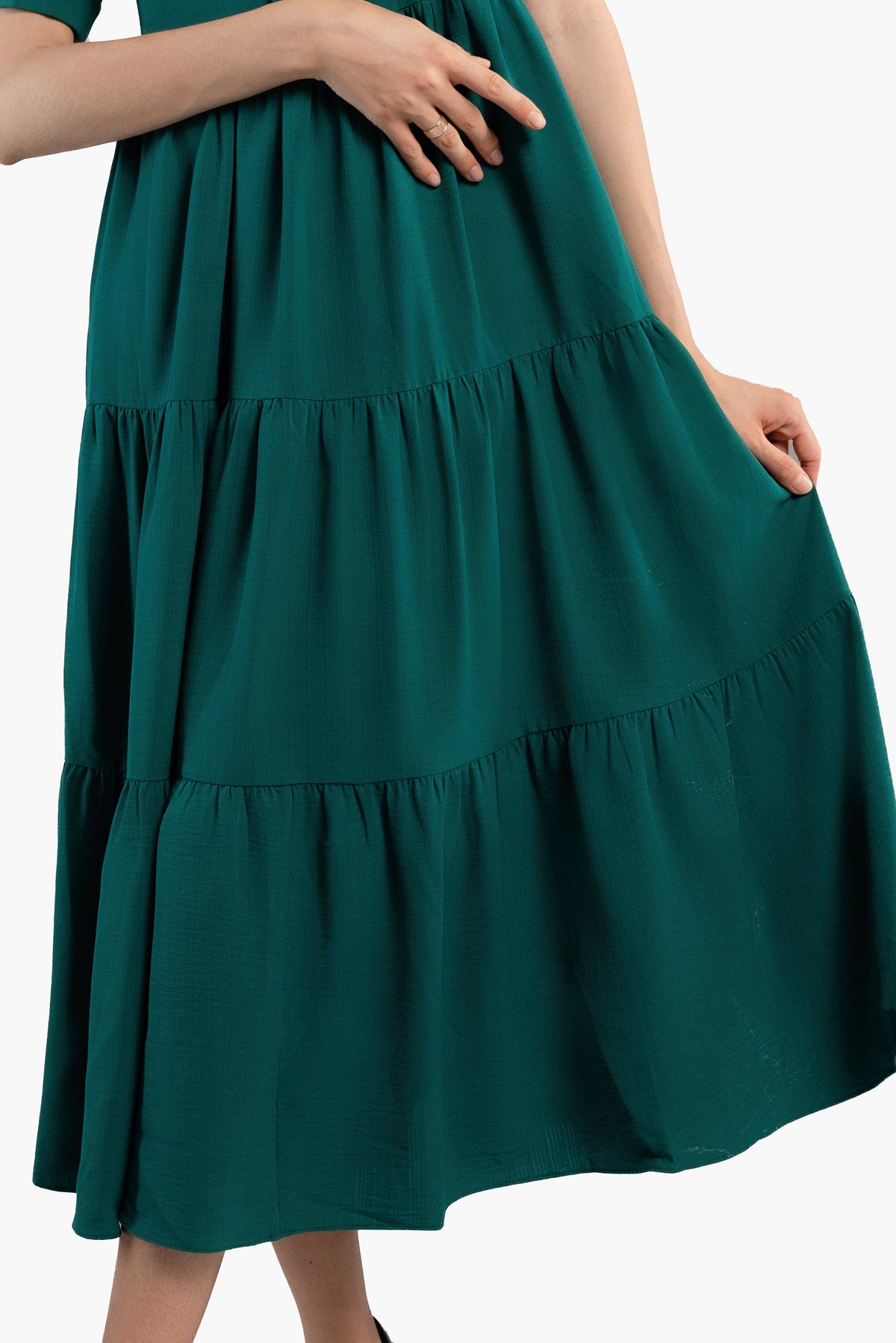 Emerald Green Tiered Midi Dress
